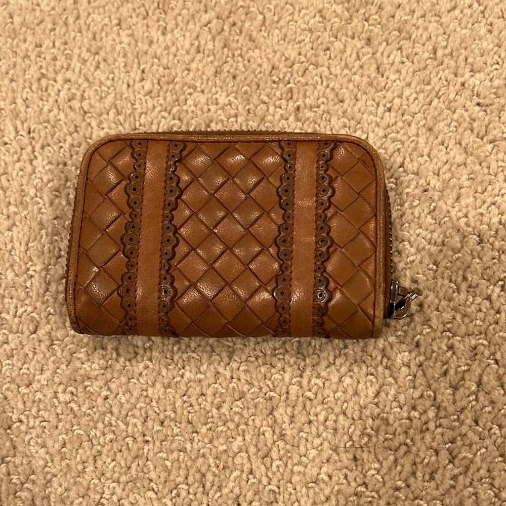Bottega Veneta Small Credit Card Change PurseLight Brown 100% Authentic